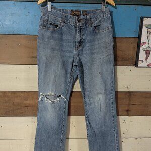 American Rag Mens Jeans 32 Destroyed Denim Distressed Rips Smith Fit Faded F
